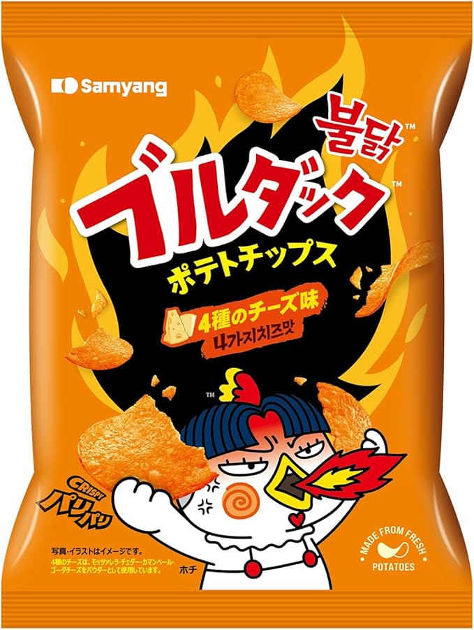 BULDAK POTATO CHIPS ★ ORIGINAL SPICY CHICKEN, 4 TYPES OF CHEESE, HABANERO & LIME // SAMYANG