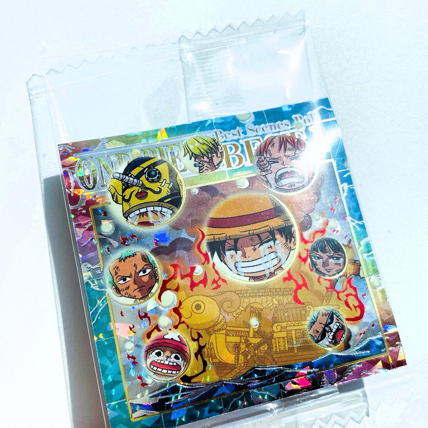 Packaged stickers with anime character designs on a white background