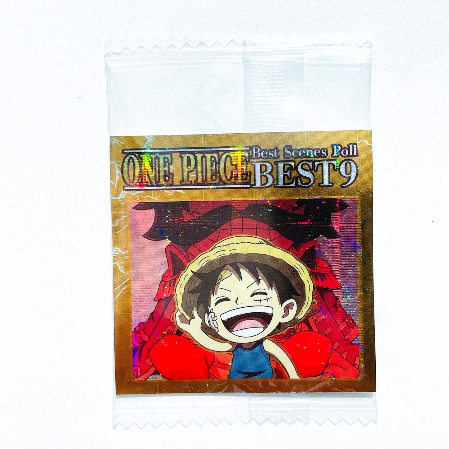 Packaged product featuring an anime character with 'One Piece' branding on a white background