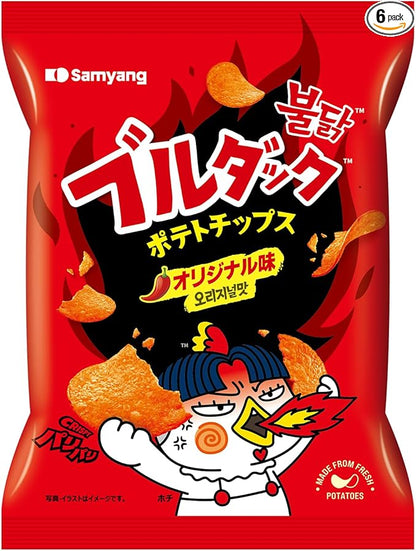 BULDAK POTATO CHIPS ★ ORIGINAL SPICY CHICKEN, 4 TYPES OF CHEESE, HABANERO & LIME // SAMYANG