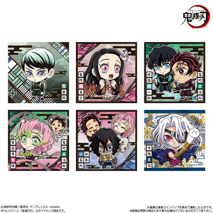 Set of six anime demon slayer character stickers on a white background