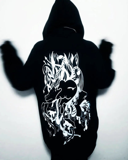 SLEEPING CHAOS ~ HANDCRAFTED HOODIE