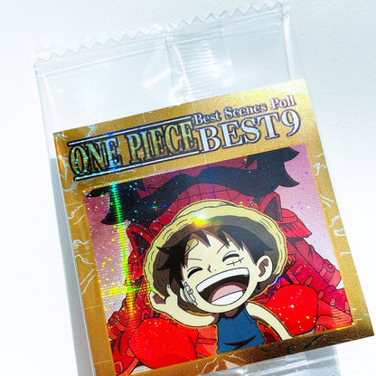 Packaging of 'One Piece Best Scenes Poll BEST 9' with a character illustration on a white background