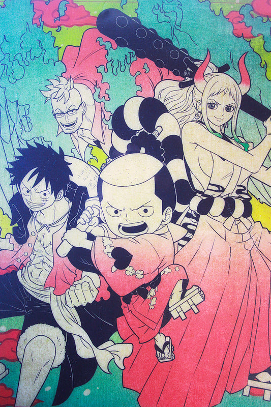 LUFFY, MOMONOSUKE & YAMATO ~ ONE PIECE ~ ICHIBAN KUJI [F] X BANDAI // VISUAL ART SHEET