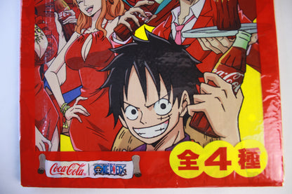 Coca-Cola product packaging featuring an animated character with a red background
