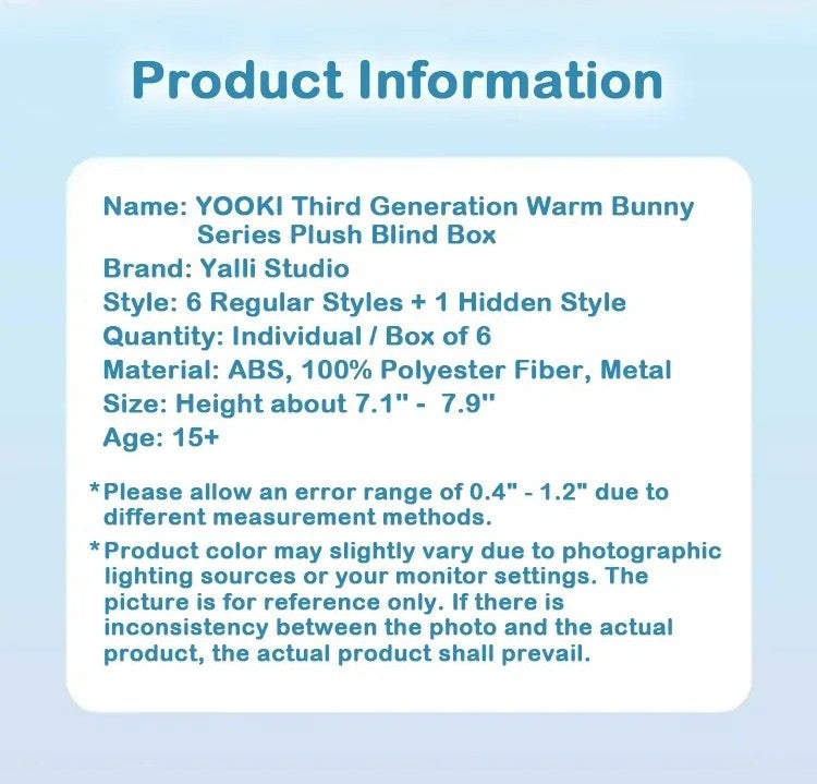 YOOKI ★ WARM BUNNY ★ BLIND BOX FIGURINES // TOPTOY